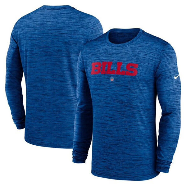 Buffalo Bills Royal Sideline Team Velocity Performance Long Sleeve T-Shirt - Click Image to Close